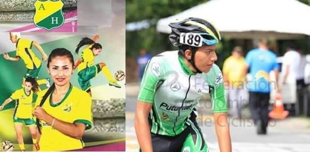 Dilsa Rodríguez Perdomo futbolista del Club Atlético Huila y José Luis Solarte Coronel en el equipo profesional de ciclismo de Boyacá