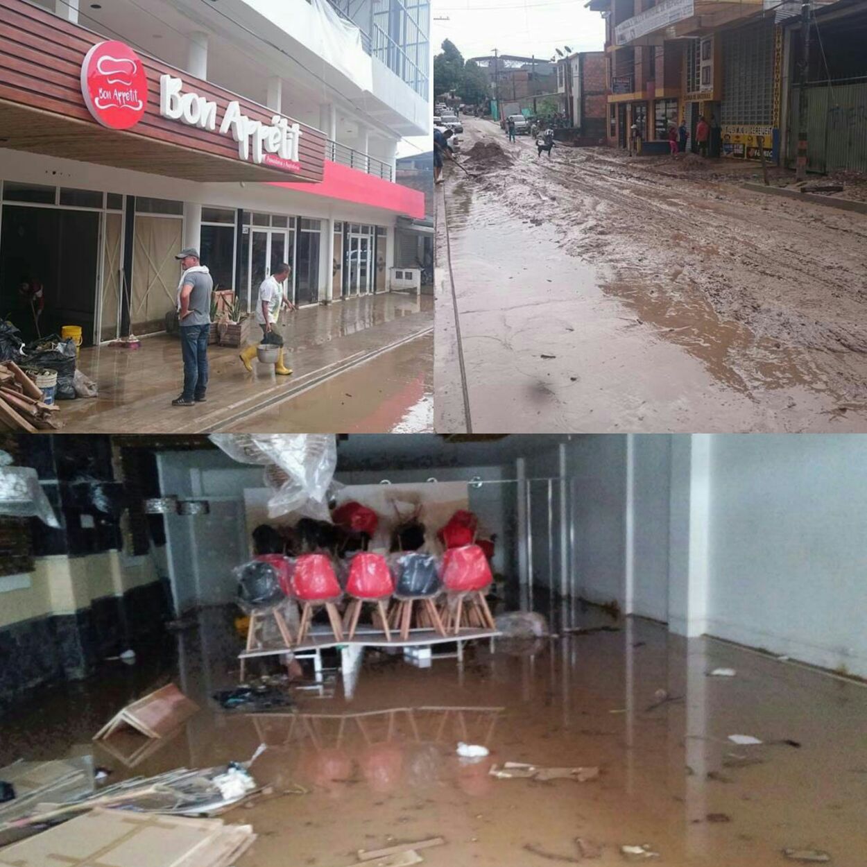 Así quedó el local luego de la avalancha.