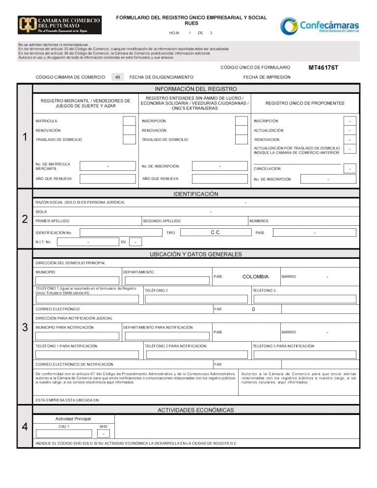 Nuevo formulario del registro único y empresarial y social